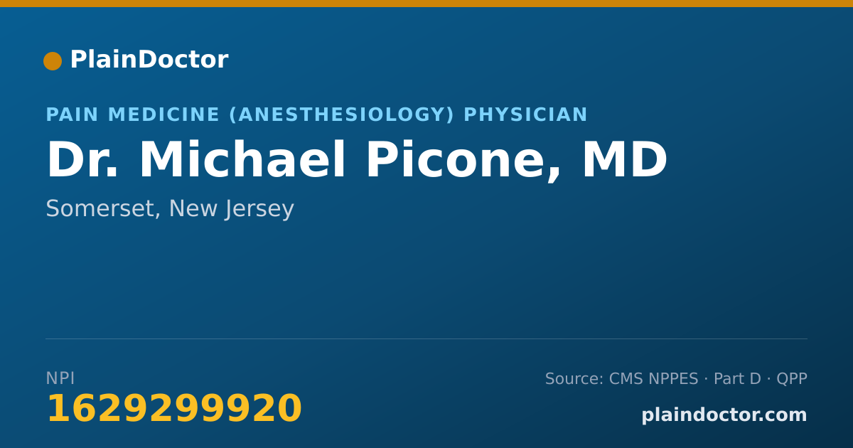 Shareable card for Michael Picone, MD - Pain Medicine (Anesthesiology) Physician, Somerset, NJ