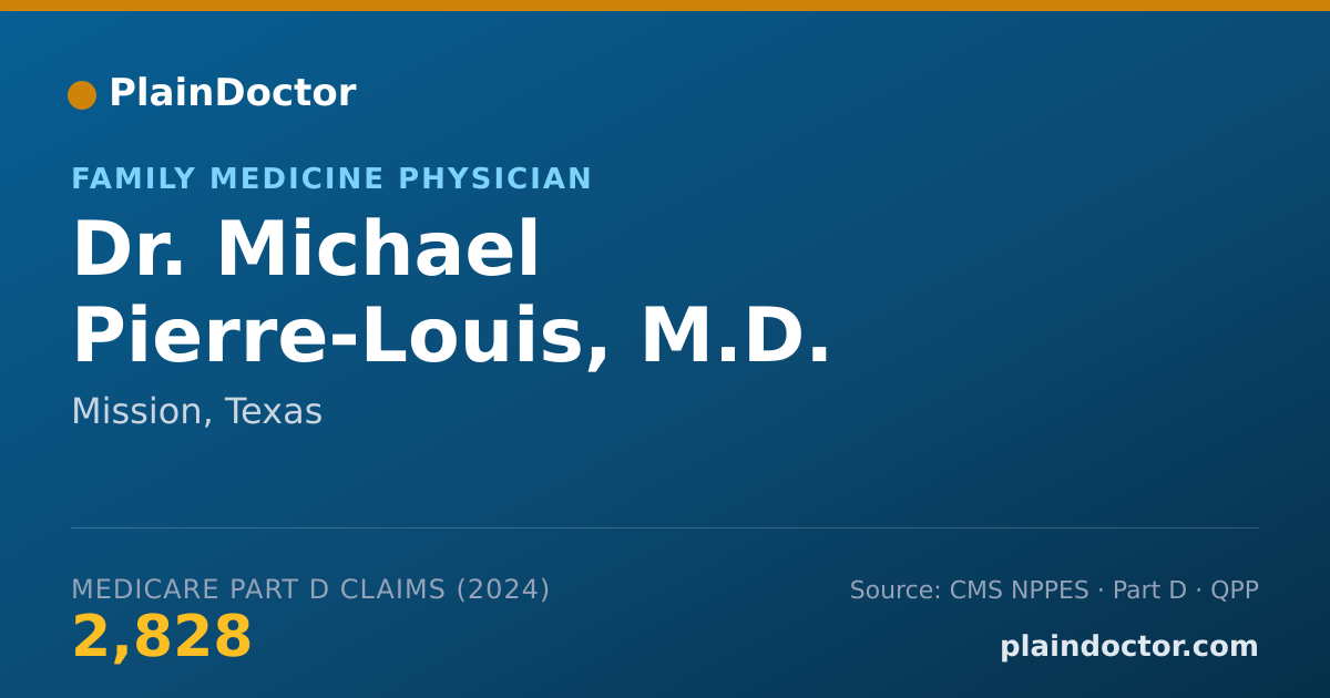 Shareable card for Michael Pierre-Louis, M.D. - Family Medicine Physician, Mission, TX