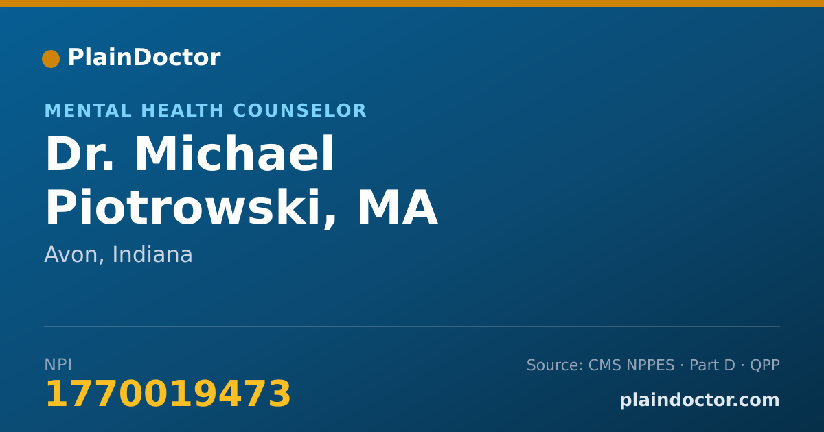 Shareable card for Michael Piotrowski, MA - Mental Health Counselor, Avon, IN