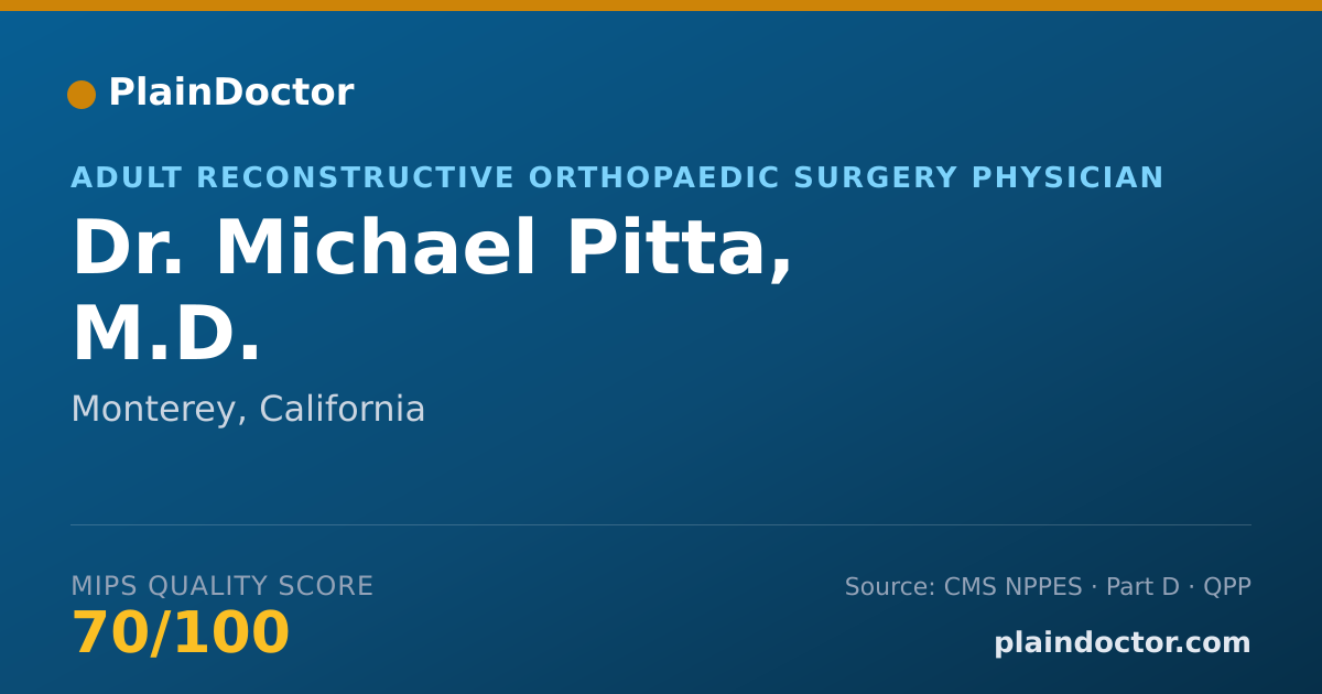 Shareable card for Michael Pitta, M.D. - Adult Reconstructive Orthopaedic Surgery Physician, Monterey, CA