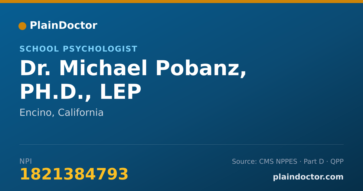 Shareable card for Michael Pobanz, PH.D.,  LEP - School Psychologist, Encino, CA