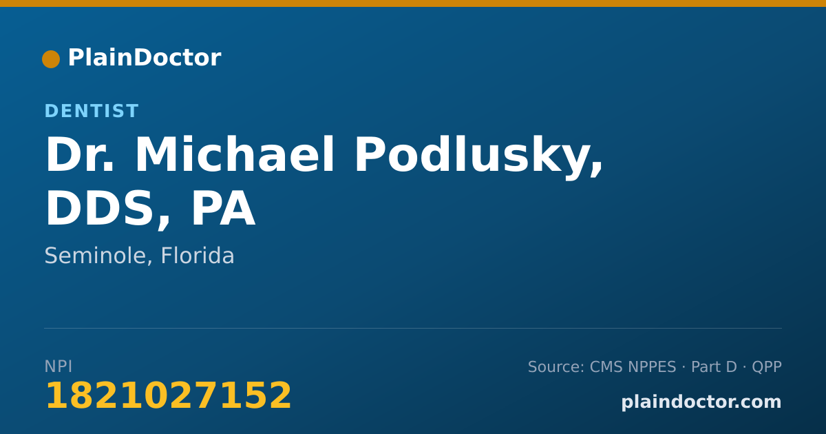 Shareable card for Michael Podlusky, DDS, PA - Dentist, Seminole, FL