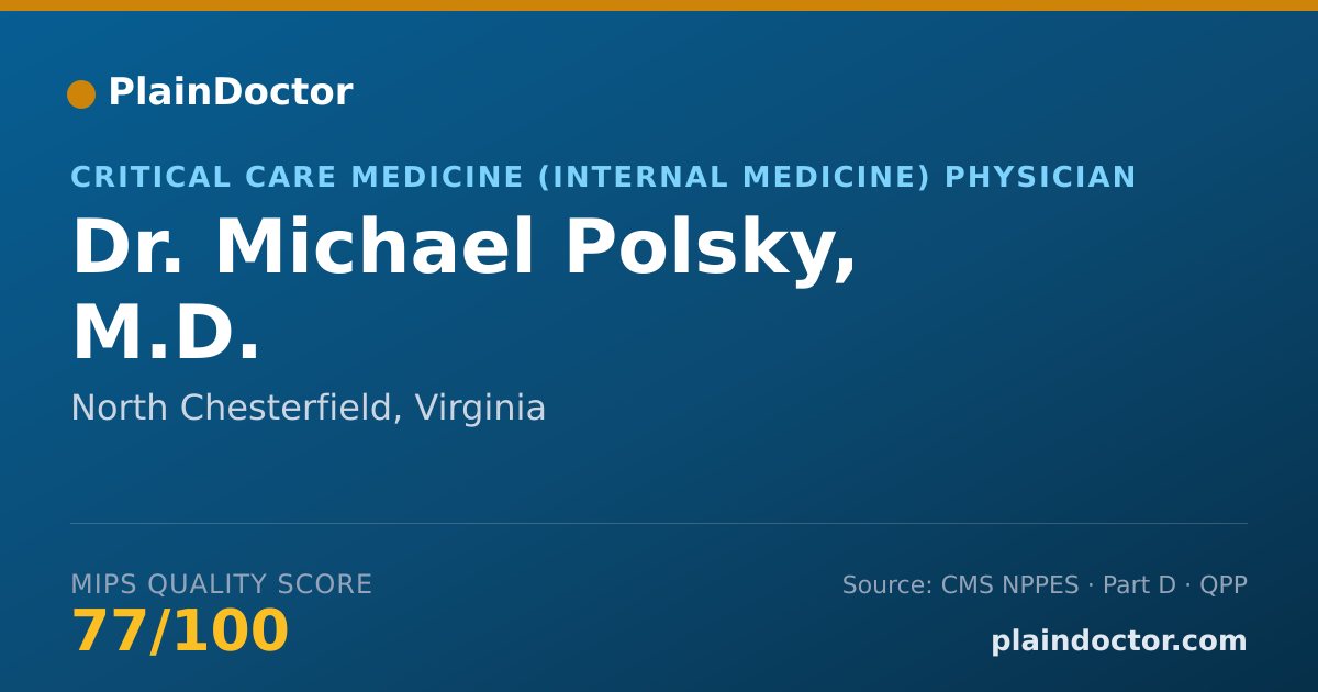 Shareable card for Michael Polsky, M.D. - Critical Care Medicine (Internal Medicine) Physician, North Chesterfield, VA