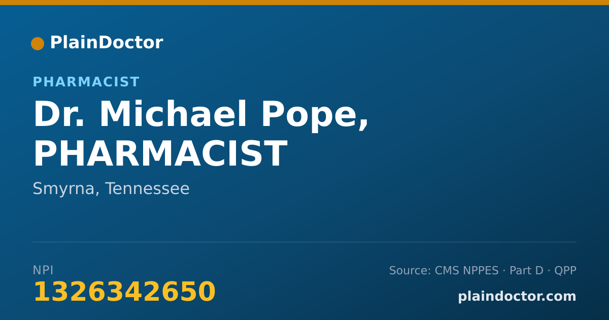 Shareable card for Michael Pope, PHARMACIST - Pharmacist, Smyrna, TN