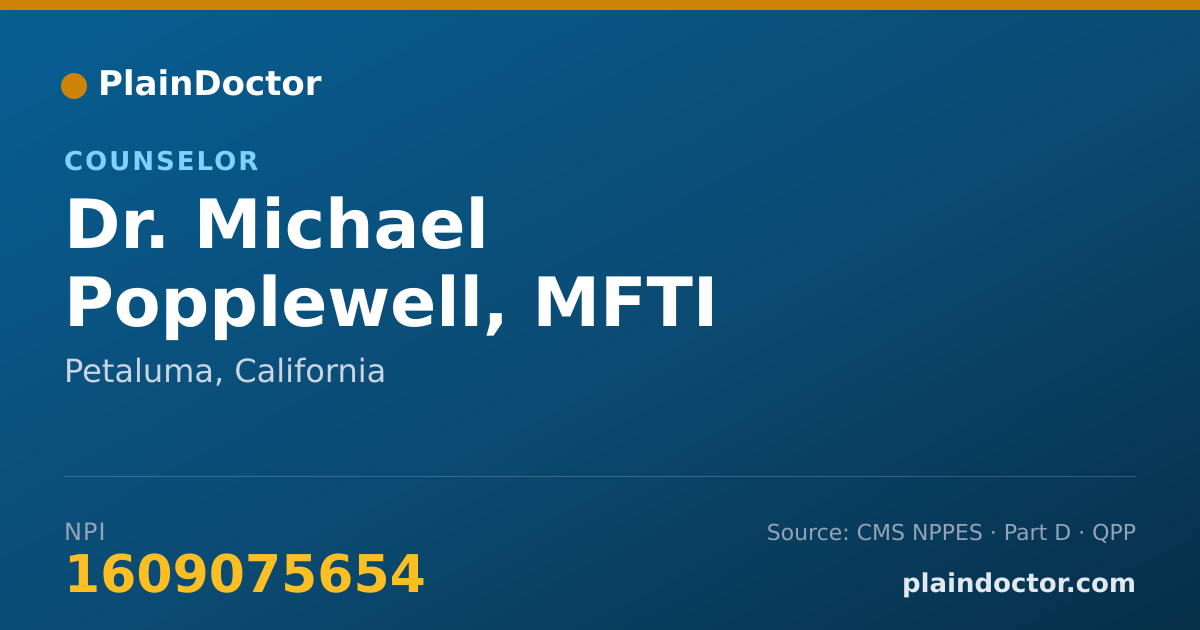Shareable card for Michael Popplewell, MFTI #78455 - Counselor, Petaluma, CA