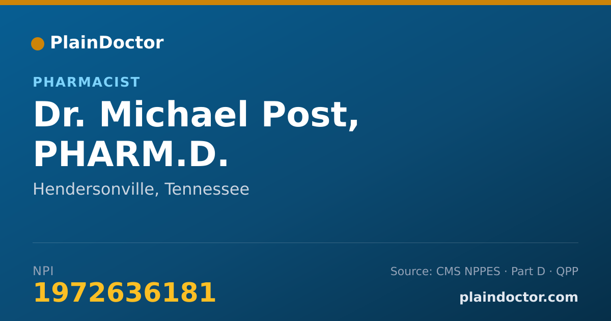 Shareable card for Michael Post, PHARM.D. - Pharmacist, Hendersonville, TN