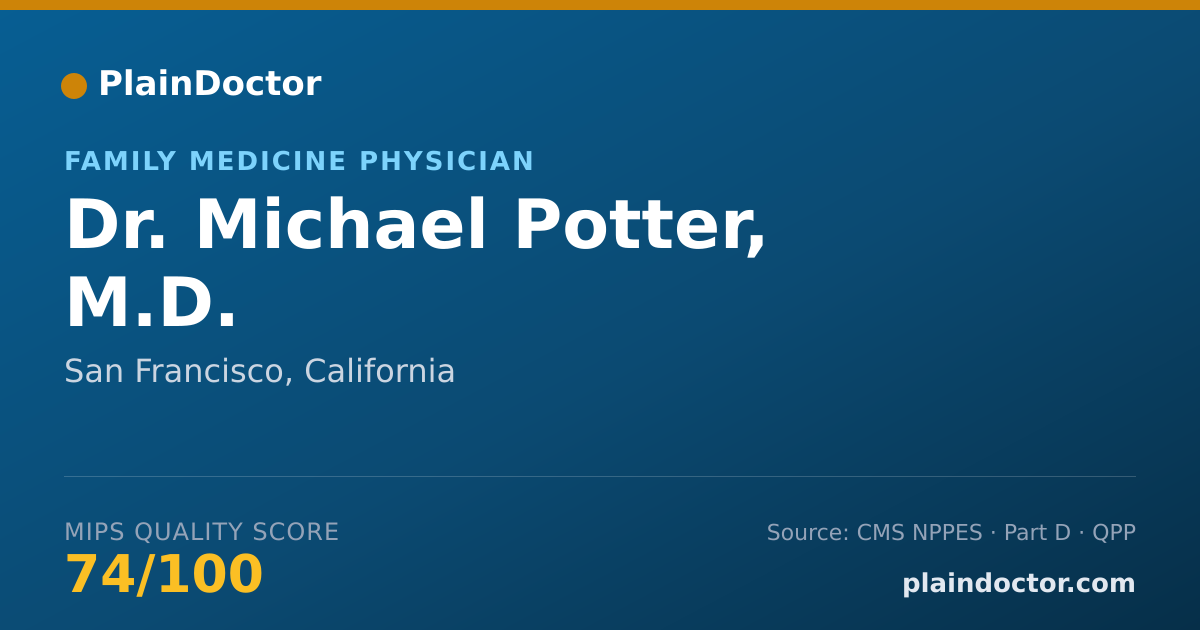 Shareable card for Michael Potter, M.D. - Family Medicine Physician, San Francisco, CA
