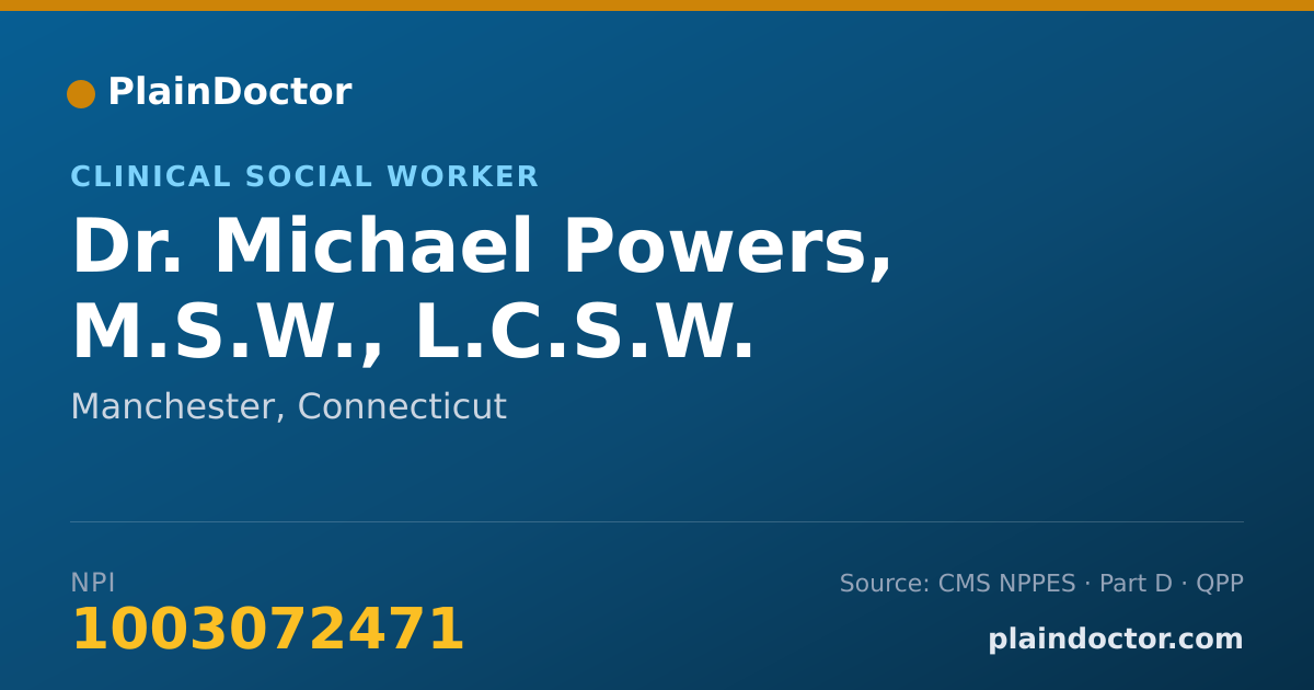 Shareable card for Michael Powers, M.S.W., L.C.S.W. - Clinical Social Worker, Manchester, CT