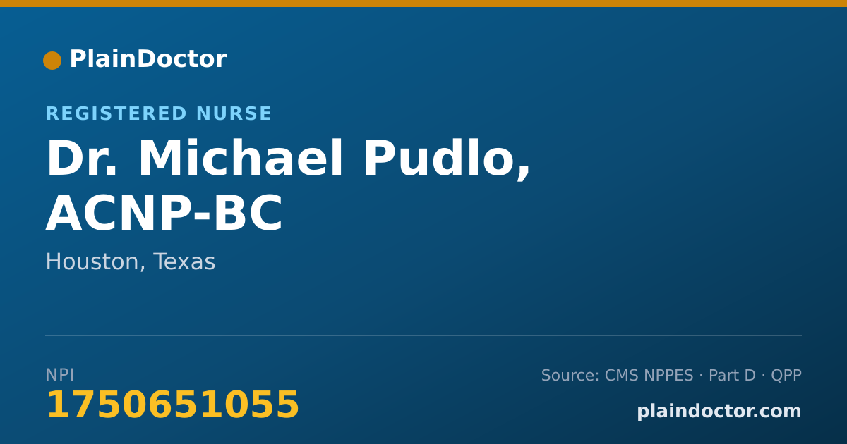 Shareable card for Michael Pudlo, ACNP-BC - Registered Nurse, Houston, TX