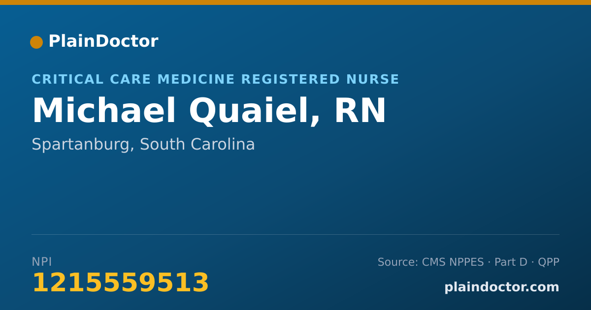 Shareable card for Michael Quaiel, RN - Critical Care Medicine Registered Nurse, Spartanburg, SC