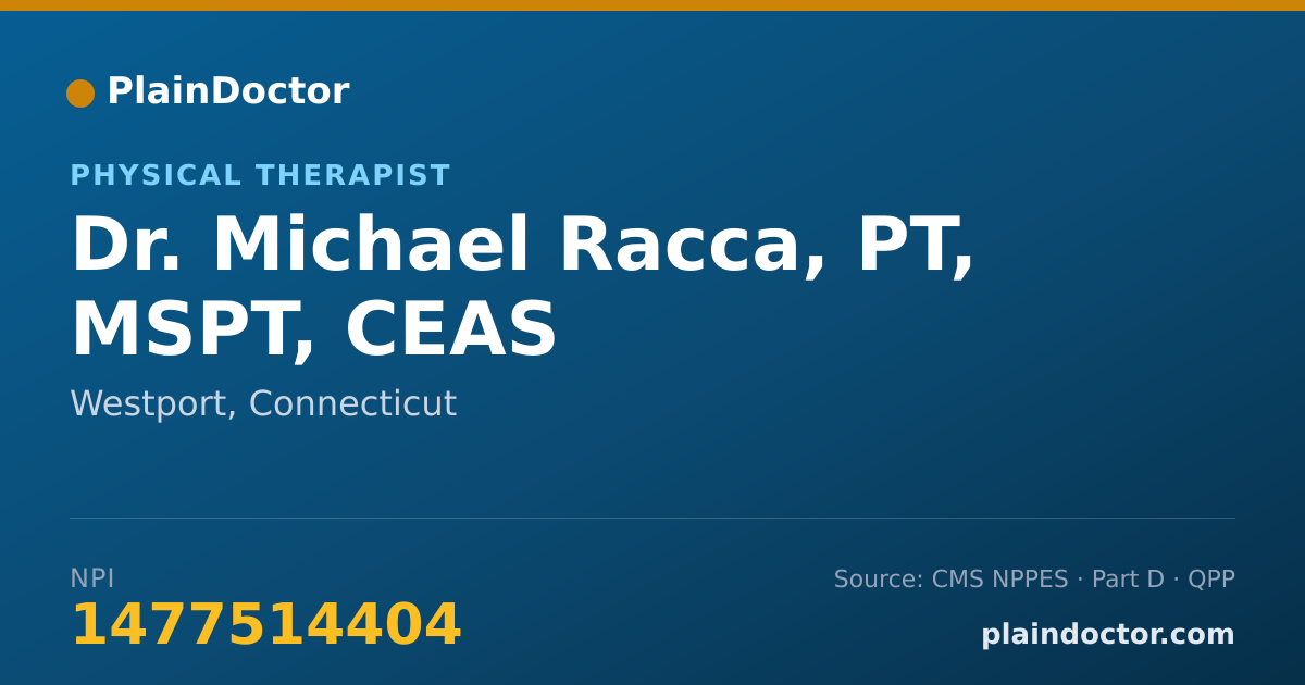Shareable card for Michael Racca, PT, MSPT, CEAS - Physical Therapist, Westport, CT
