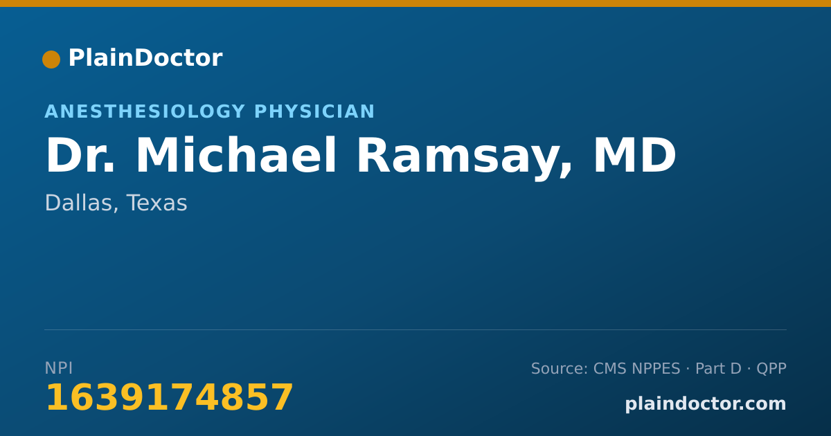 Shareable card for Michael Ramsay, MD - Anesthesiology Physician, Dallas, TX