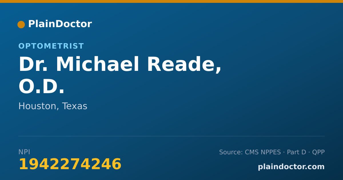 Shareable card for Michael Reade, O.D. - Optometrist, Houston, TX
