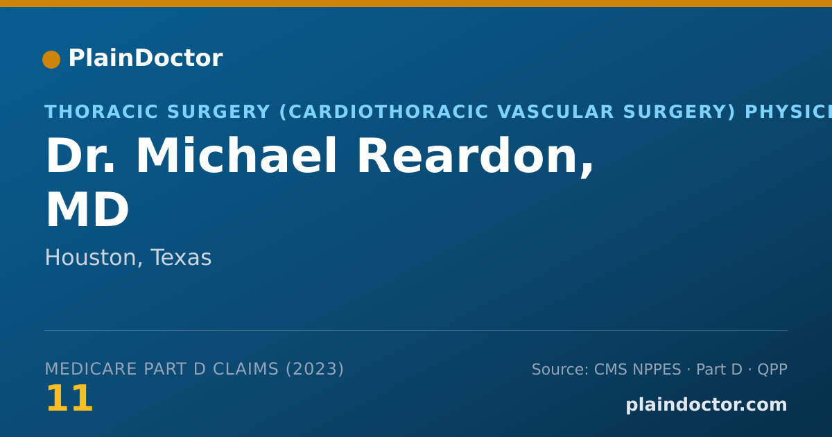 Shareable card for Michael Reardon, MD - Thoracic Surgery (Cardiothoracic Vascular Surgery) Physician, Houston, TX