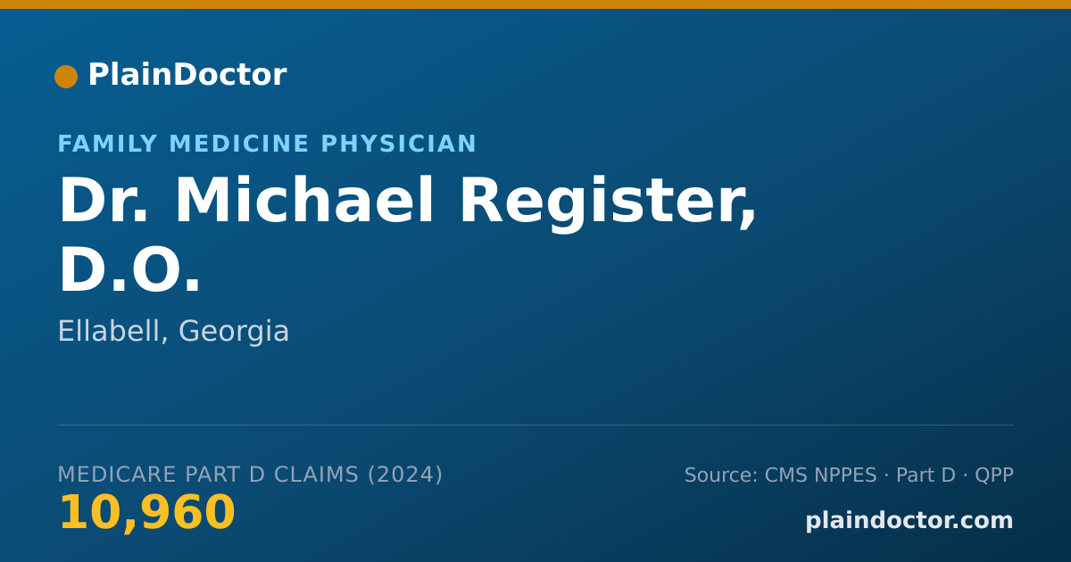 Shareable card for Michael Register, D.O. - Family Medicine Physician, Ellabell, GA