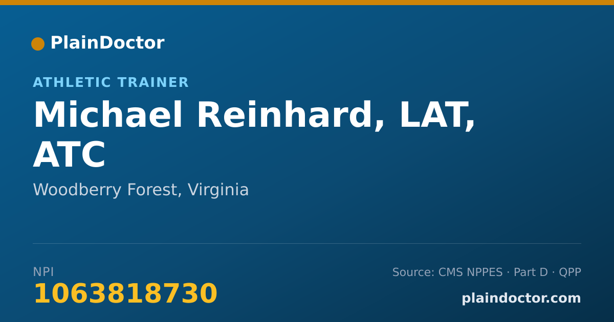 Shareable card for Michael Reinhard, LAT, ATC - Athletic Trainer, Woodberry Forest, VA