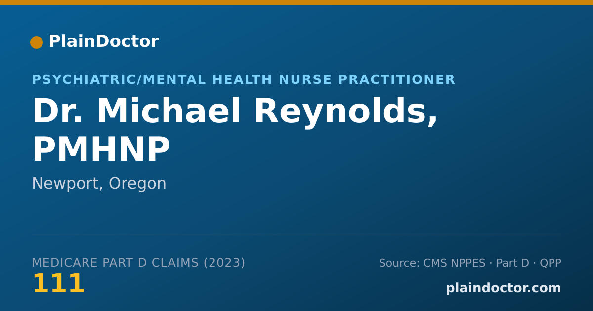 Shareable card for Michael Reynolds, PMHNP - Psychiatric/Mental Health Nurse Practitioner, Newport, OR