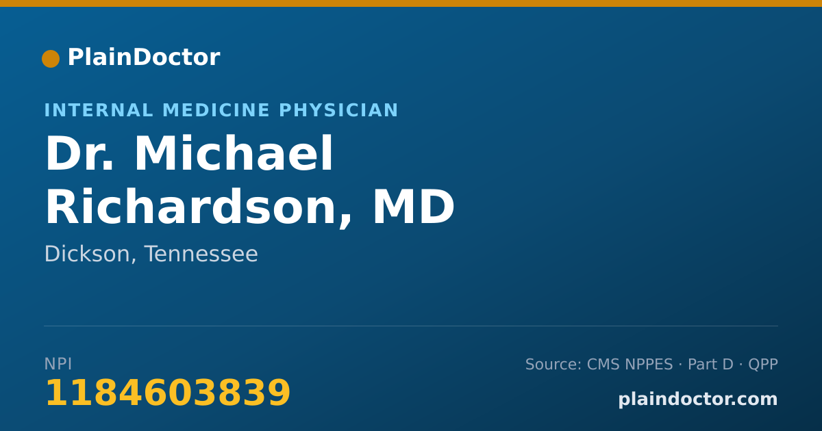 Shareable card for Michael Richardson, MD - Internal Medicine Physician, Dickson, TN