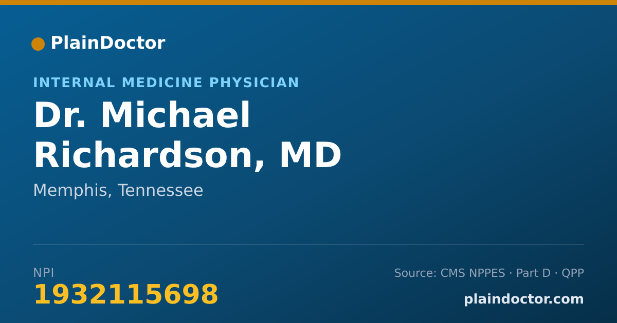 Shareable card for Michael Richardson, MD - Internal Medicine Physician, Memphis, TN