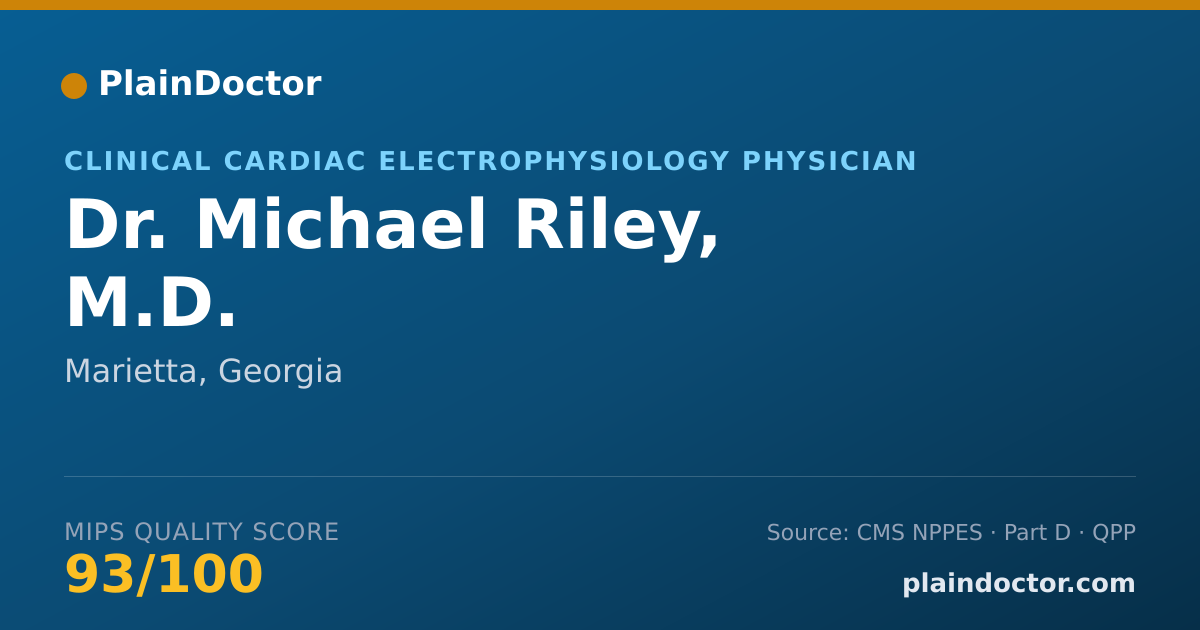 Shareable card for Michael Riley, M.D. - Clinical Cardiac Electrophysiology Physician, Marietta, GA