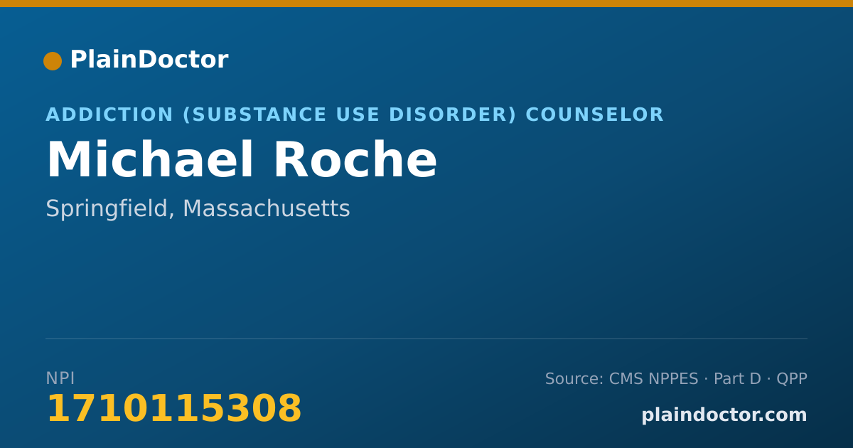 Shareable card for Michael Roche - Addiction (Substance Use Disorder) Counselor, Springfield, MA