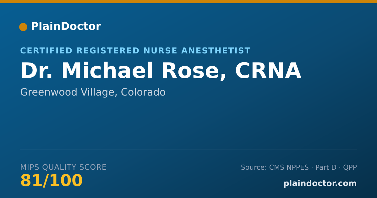 Shareable card for Michael Rose, CRNA - Certified Registered Nurse Anesthetist, Greenwood Village, CO