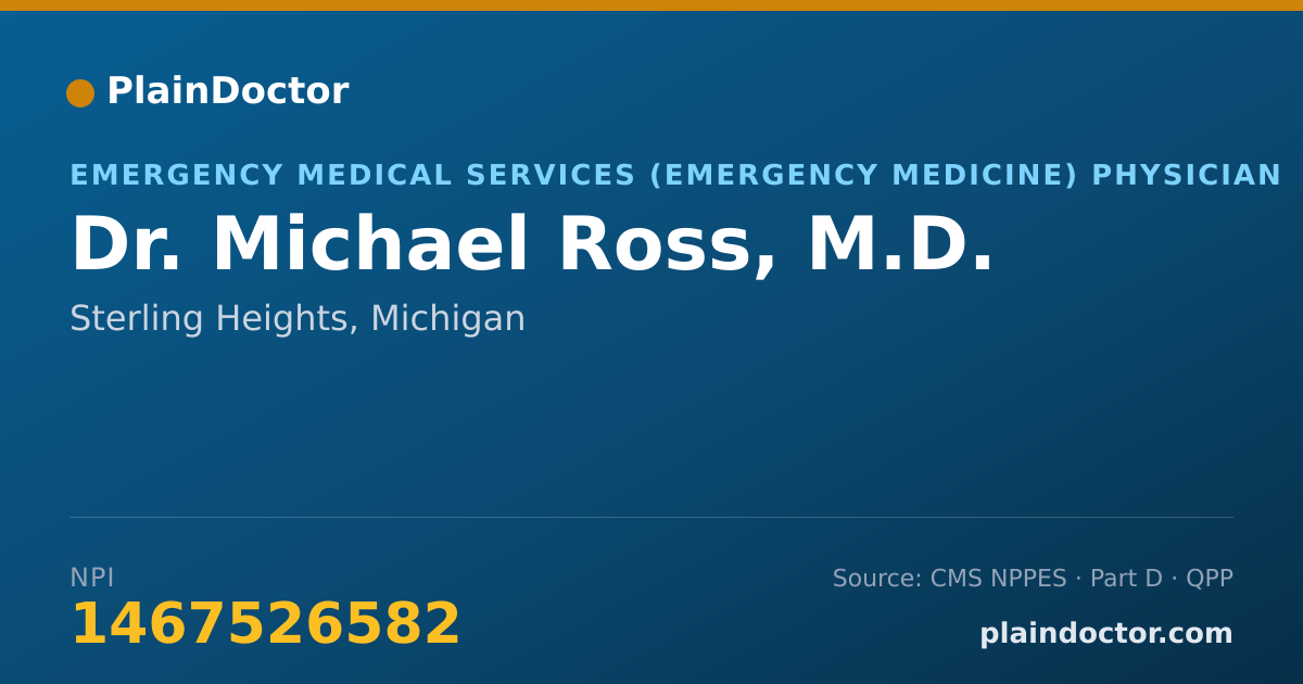 Shareable card for Michael Ross, M.D. - Emergency Medical Services (Emergency Medicine) Physician, Sterling Heights, MI