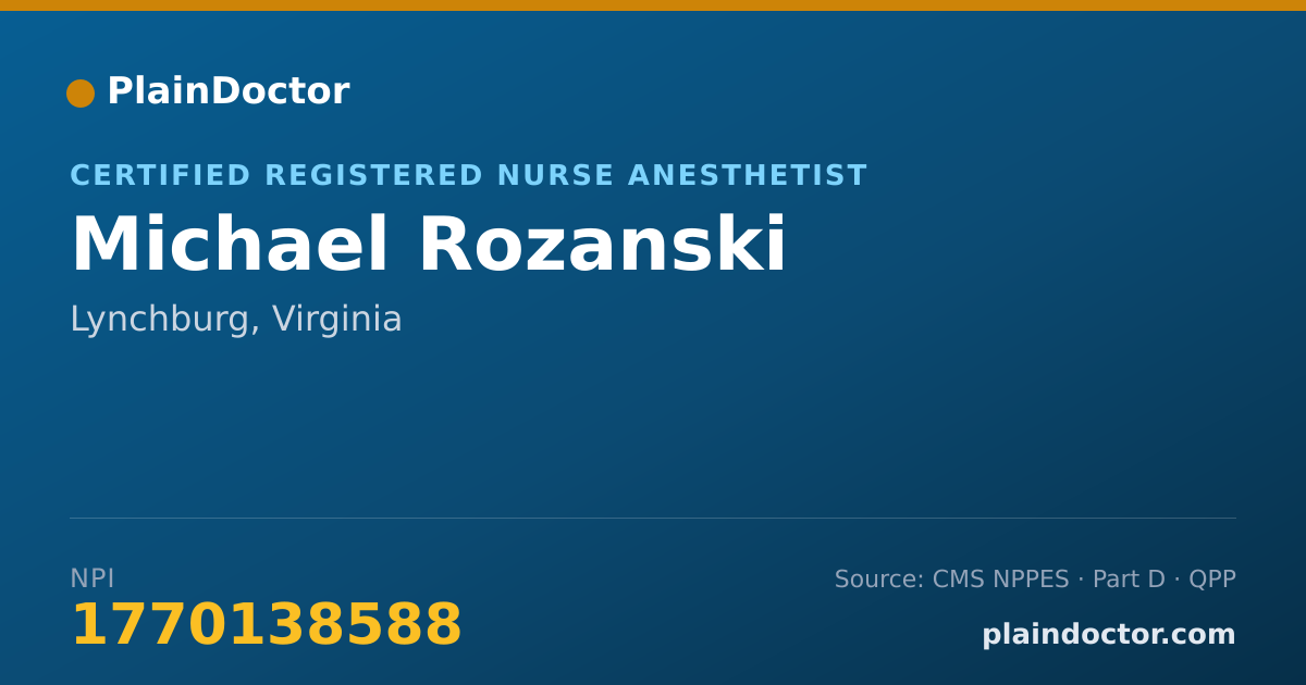 Shareable card for Michael Rozanski - Certified Registered Nurse Anesthetist, Lynchburg, VA