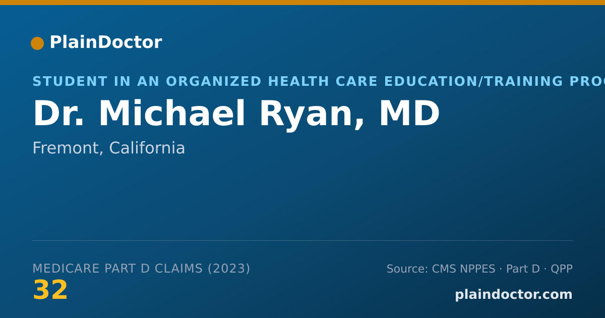 Shareable card for Michael Ryan, MD - Student in an Organized Health Care Education/Training Program, Fremont, CA