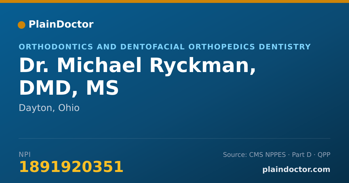 Shareable card for Michael Ryckman, DMD, MS - Orthodontics and Dentofacial Orthopedics Dentistry, Dayton, OH