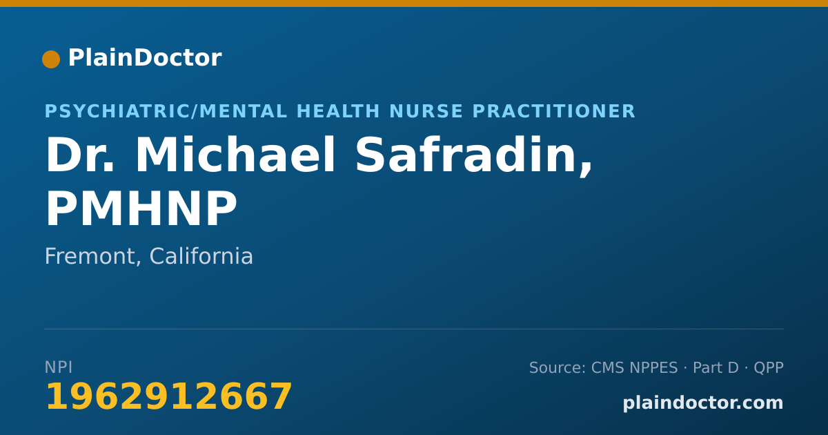 Shareable card for Michael Safradin, PMHNP - Psychiatric/Mental Health Nurse Practitioner, Fremont, CA