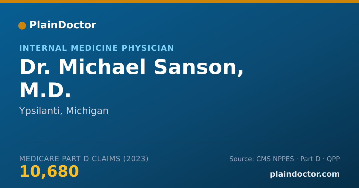 Shareable card for Michael Sanson, M.D. - Internal Medicine Physician, Ypsilanti, MI