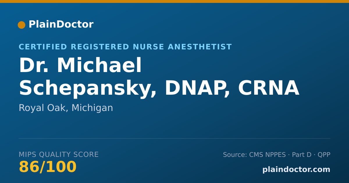 Shareable card for Michael Schepansky, DNAP, CRNA - Certified Registered Nurse Anesthetist, Royal Oak, MI