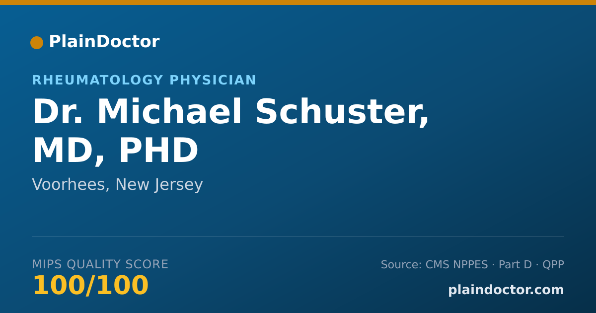 Shareable card for Michael Schuster, MD, PHD - Rheumatology Physician, Voorhees, NJ