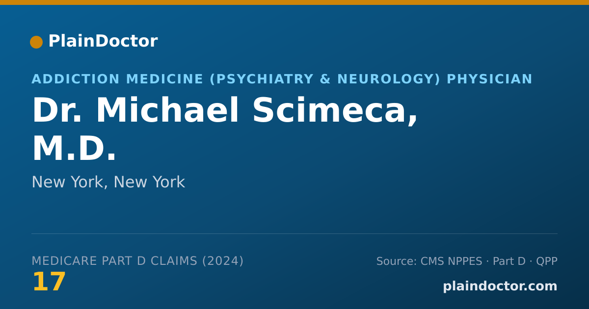 Shareable card for Michael Scimeca, M.D. - Addiction Medicine (Psychiatry & Neurology) Physician, New York, NY