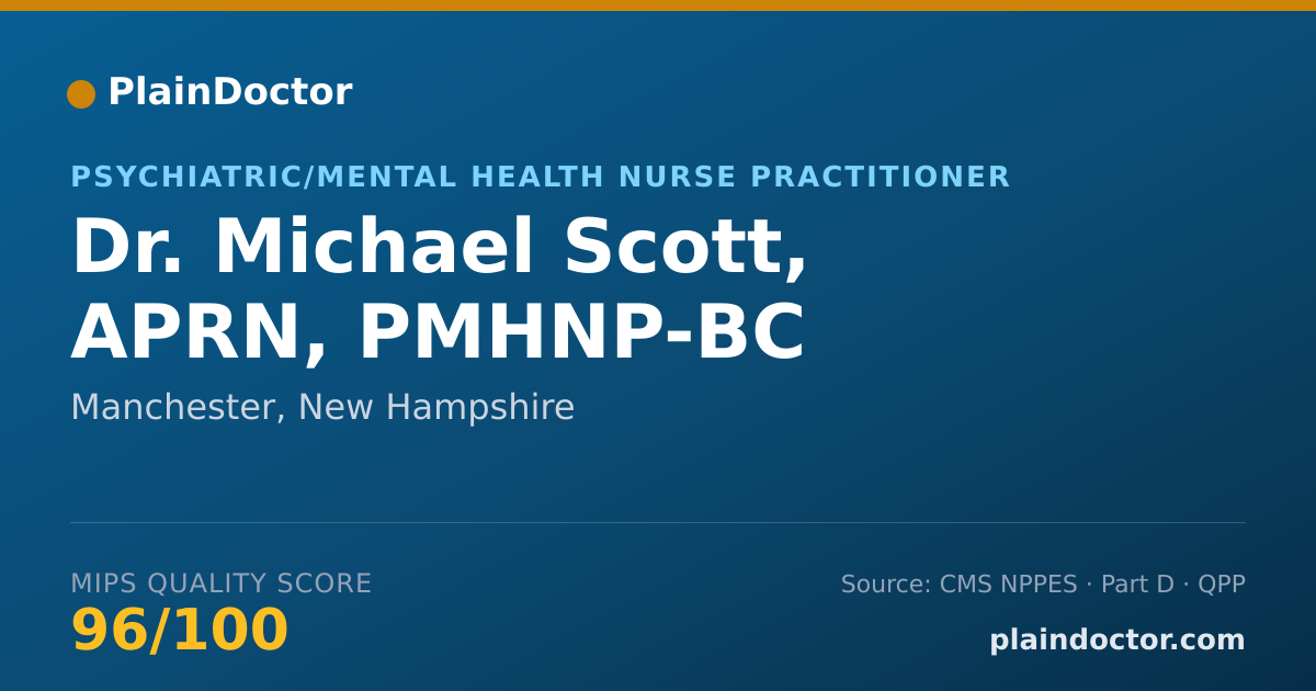 Shareable card for Michael Scott, APRN, PMHNP-BC - Psychiatric/Mental Health Nurse Practitioner, Manchester, NH