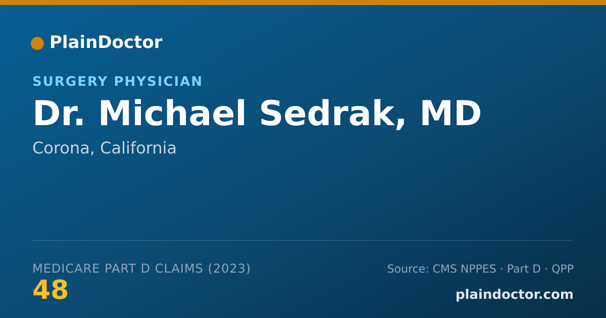 Shareable card for Michael Sedrak, MD - Surgery Physician, Corona, CA