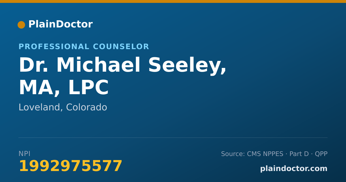 Shareable card for Michael Seeley, MA, LPC - Professional Counselor, Loveland, CO