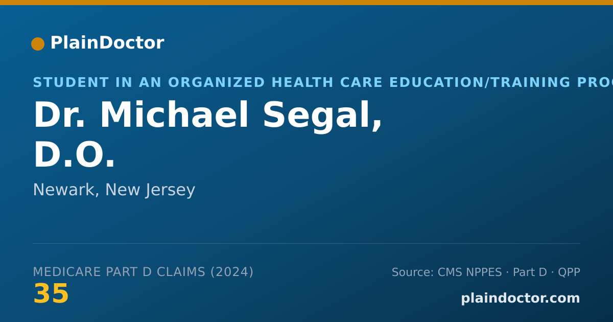 Shareable card for Michael Segal, D.O. - Student in an Organized Health Care Education/Training Program, Newark, NJ