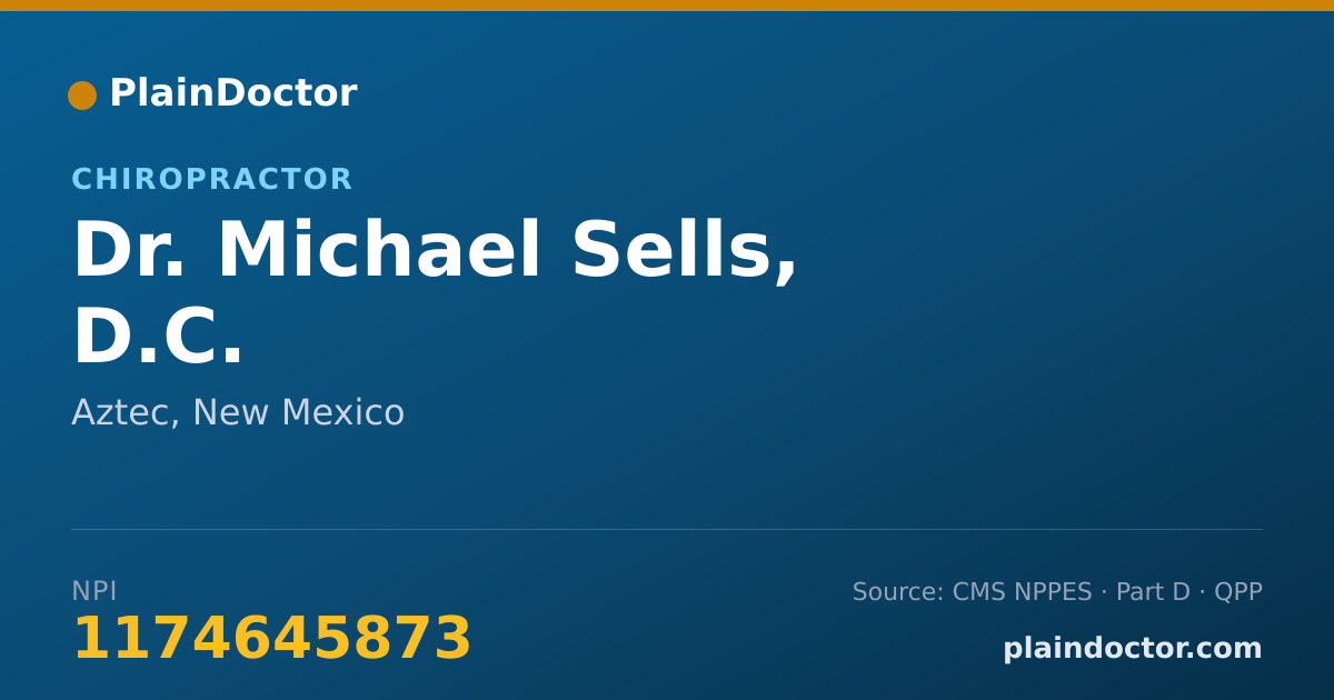 Shareable card for Michael Sells, D.C. - Chiropractor, Aztec, NM