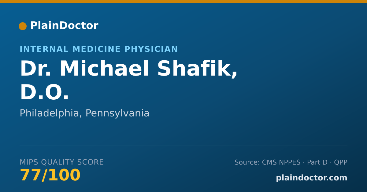 Shareable card for Michael Shafik, D.O. - Internal Medicine Physician, Philadelphia, PA