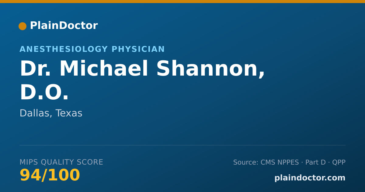 Shareable card for Michael Shannon, D.O. - Anesthesiology Physician, Dallas, TX