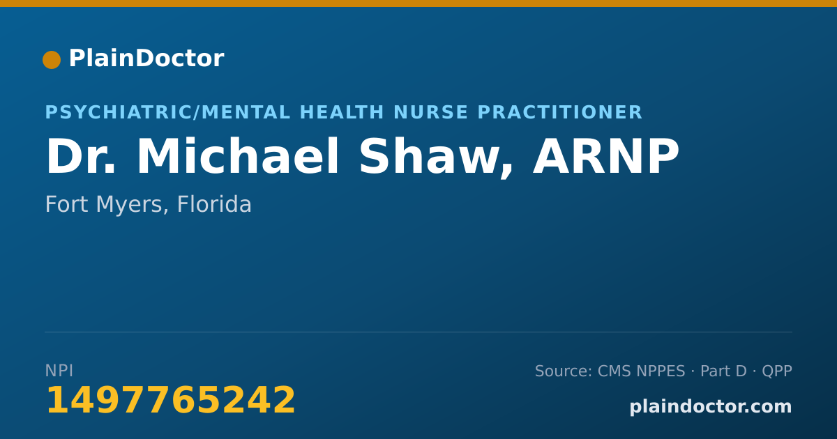 Shareable card for Michael Shaw, ARNP - Psychiatric/Mental Health Nurse Practitioner, Fort Myers, FL