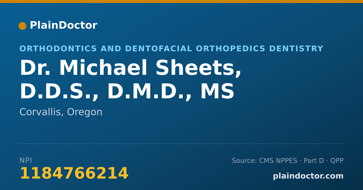 Shareable card for Michael Sheets, D.D.S., D.M.D., MS - Orthodontics and Dentofacial Orthopedics Dentistry, Corvallis, OR