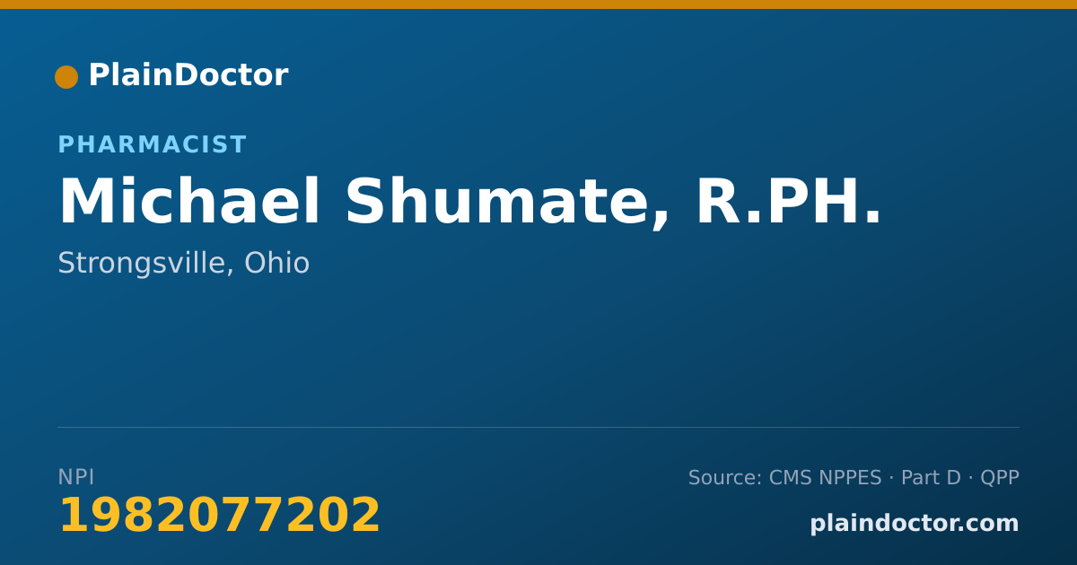 Shareable card for Michael Shumate, R.PH. - Pharmacist, Strongsville, OH