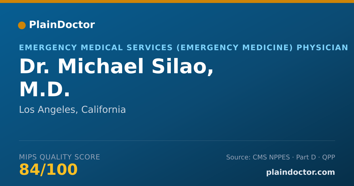 Shareable card for Michael Silao, M.D. - Emergency Medical Services (Emergency Medicine) Physician, Los Angeles, CA