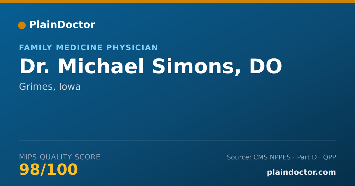 Shareable card for Michael Simons, DO - Family Medicine Physician, Grimes, IA