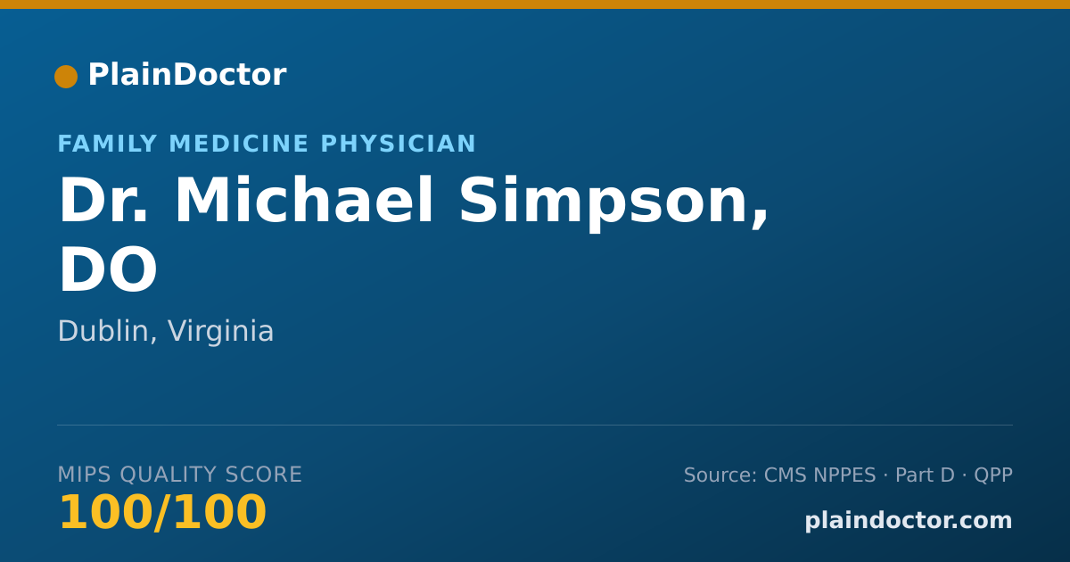 Shareable card for Michael Simpson, DO - Family Medicine Physician, Dublin, VA
