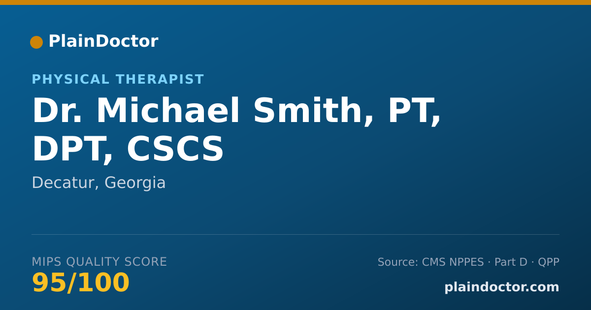 Shareable card for Michael Smith, PT, DPT, CSCS - Physical Therapist, Decatur, GA