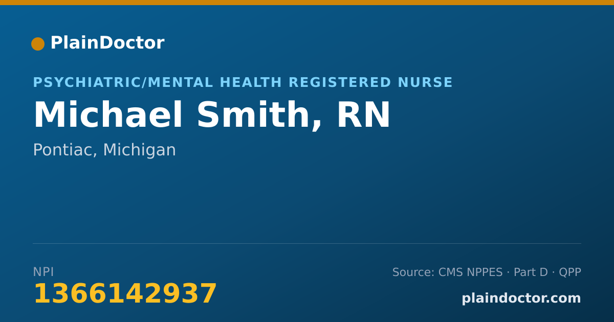 Shareable card for Michael Smith, RN - Psychiatric/Mental Health Registered Nurse, Pontiac, MI